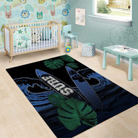 Surfing Area Rug Retro Waves Dot Halftone