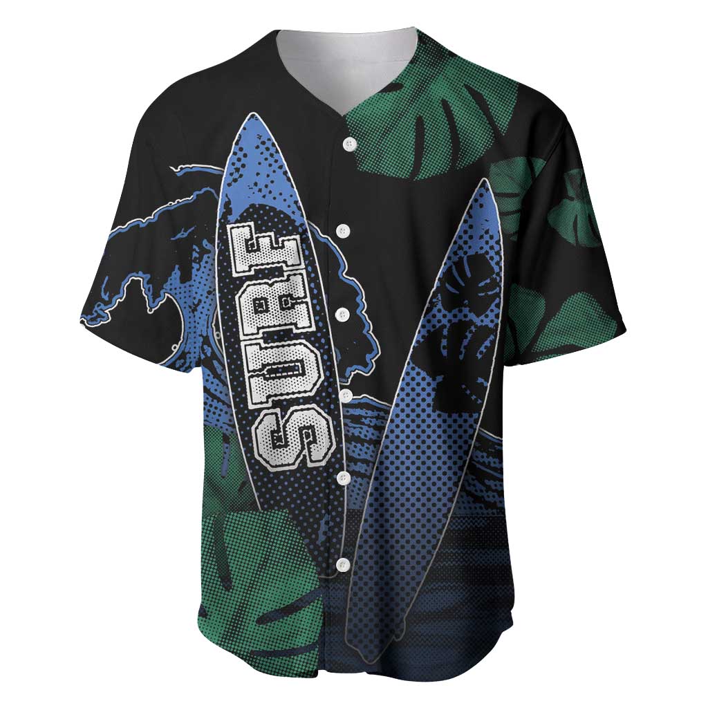 Custom Surfing Baseball Jersey Retro Waves Dot Halftone