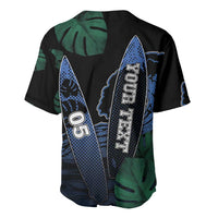 Custom Surfing Baseball Jersey Retro Waves Dot Halftone