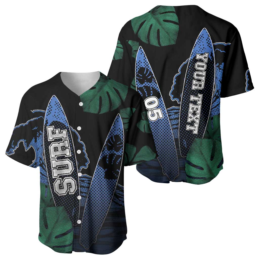 Custom Surfing Baseball Jersey Retro Waves Dot Halftone