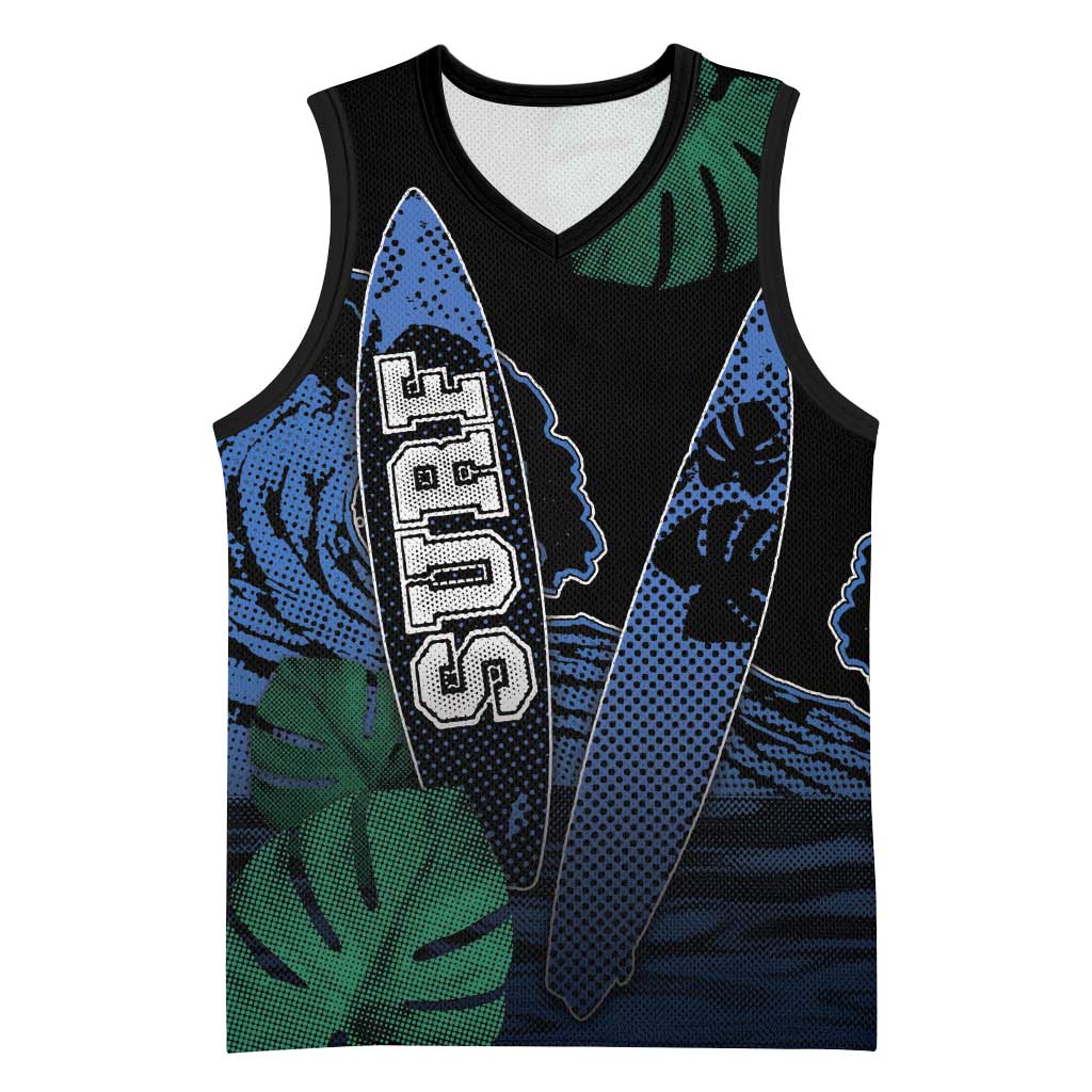Custom Surfing Basketball Jersey Retro Waves Dot Halftone