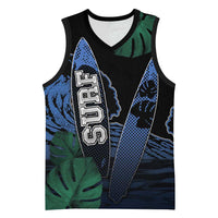 Custom Surfing Basketball Jersey Retro Waves Dot Halftone
