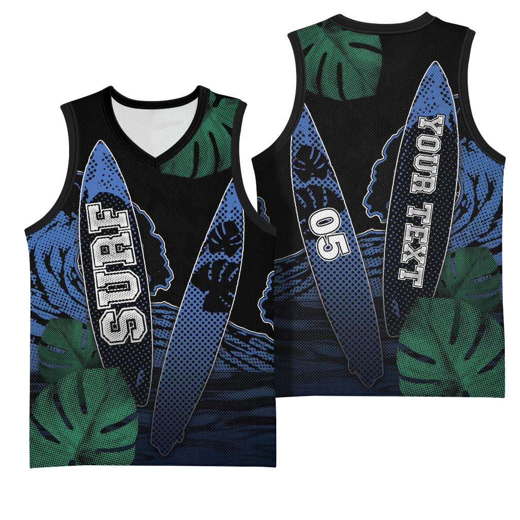 Custom Surfing Basketball Jersey Retro Waves Dot Halftone