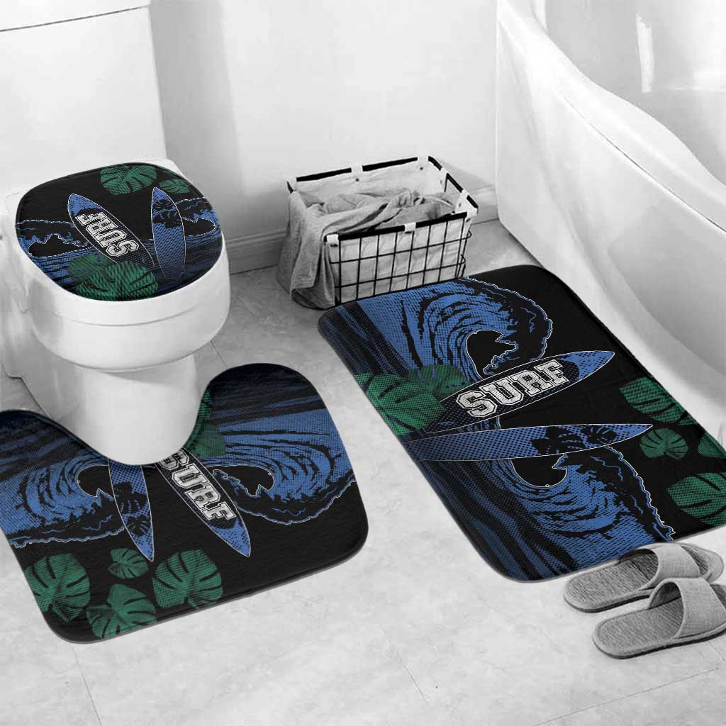 Surfing Bathroom Set Retro Waves Dot Halftone