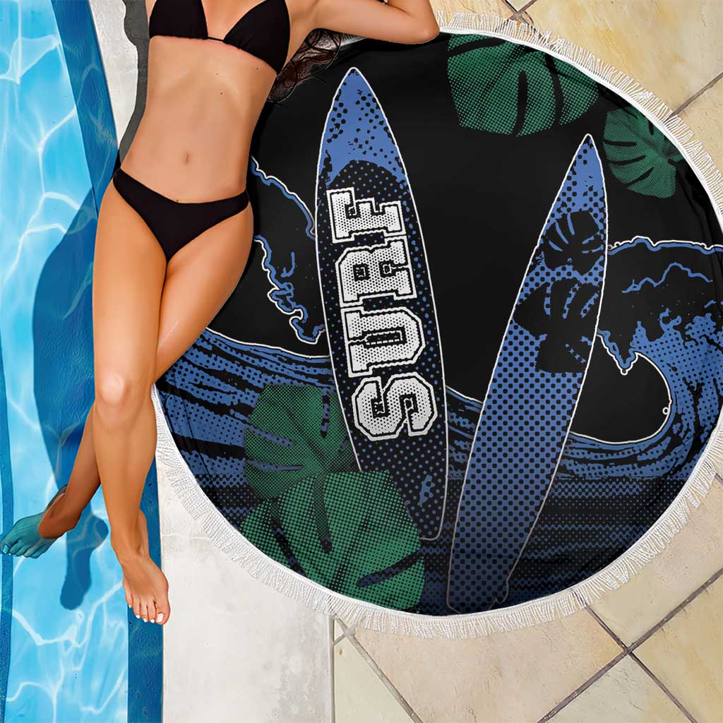 Surfing Beach Blanket Retro Waves Dot Halftone