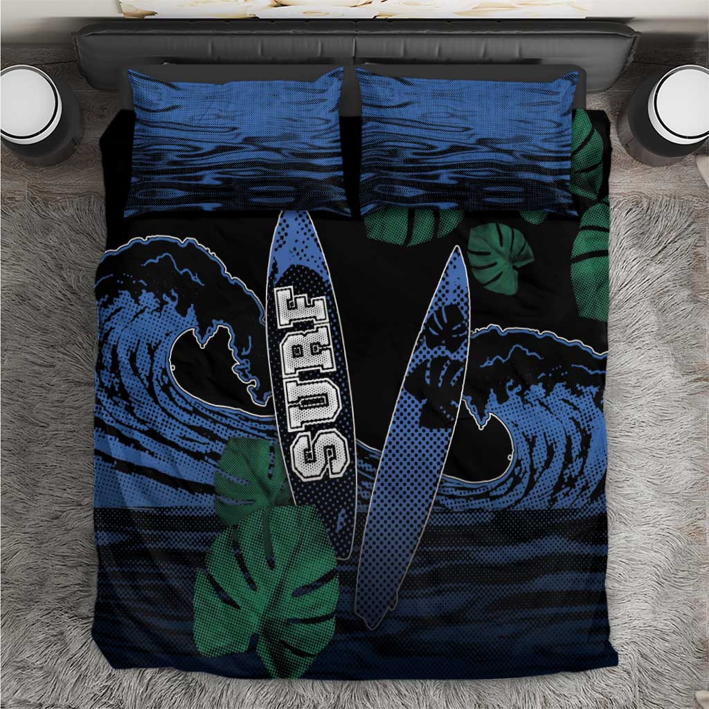 Surfing Bedding Set Retro Waves Dot Halftone