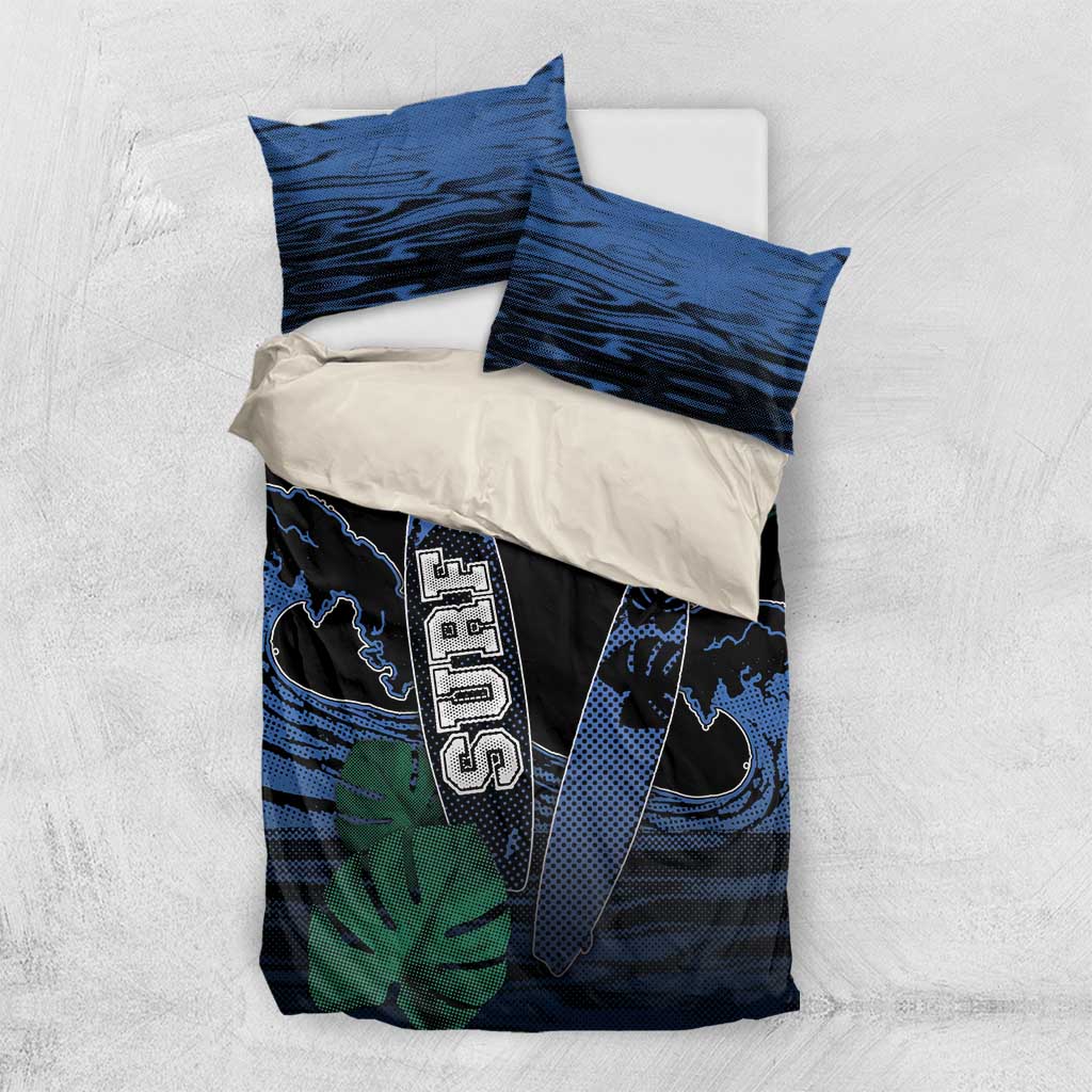 Surfing Bedding Set Retro Waves Dot Halftone