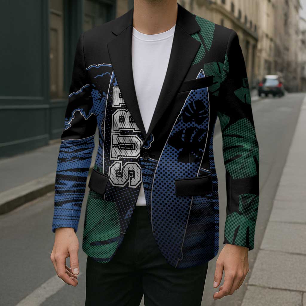Custom Surfing Blazer Retro Waves Dot Halftone