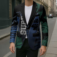 Custom Surfing Blazer Retro Waves Dot Halftone