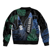 Custom Surfing Bomber Jacket Retro Waves Dot Halftone