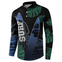 Custom Surfing Button Sweatshirt Retro Waves Dot Halftone