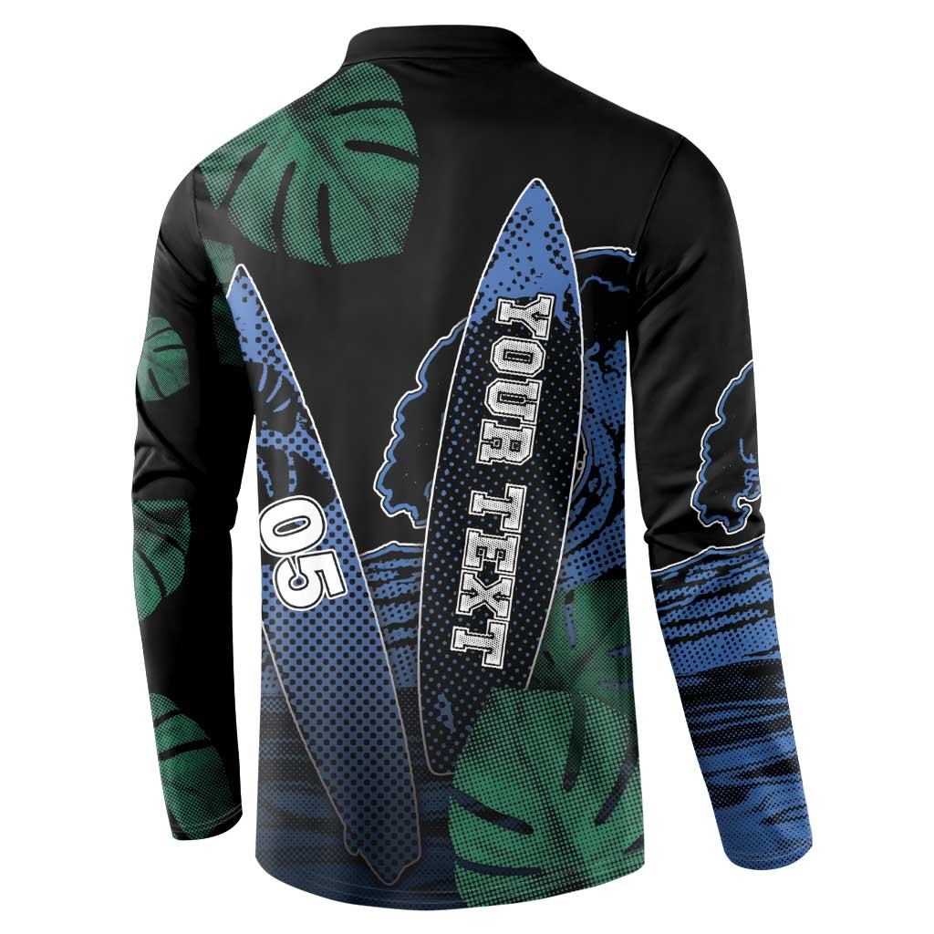 Custom Surfing Button Sweatshirt Retro Waves Dot Halftone