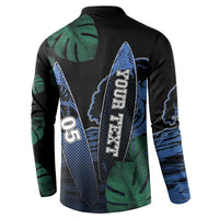 Custom Surfing Button Sweatshirt Retro Waves Dot Halftone