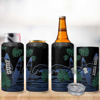Custom Surfing 4 in 1 Can Cooler Tumbler Retro Waves Dot Halftone