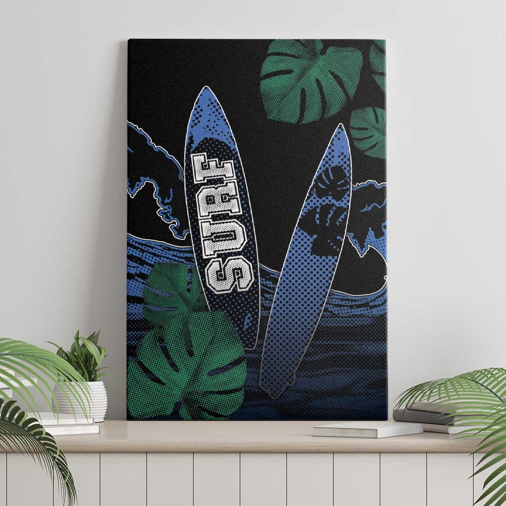Surfing Canvas Wall Art Retro Waves Dot Halftone