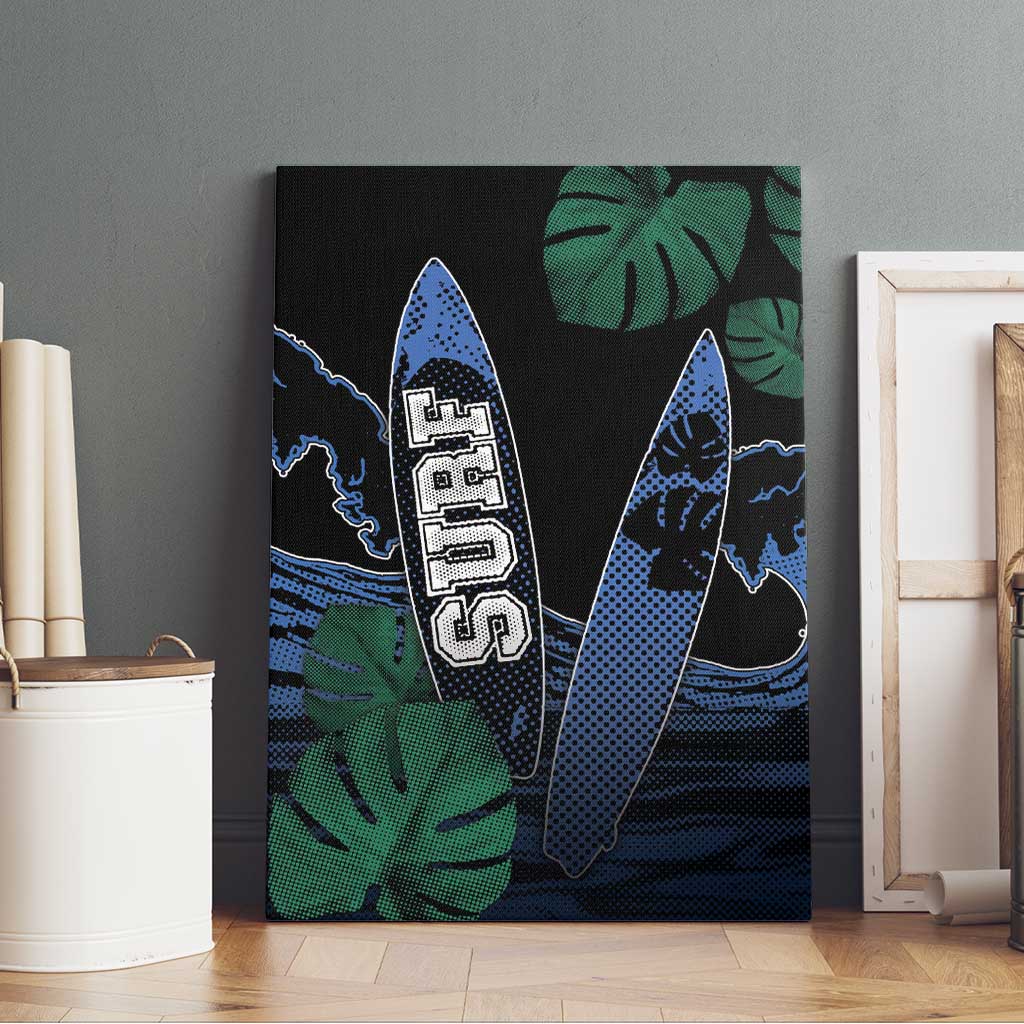 Surfing Canvas Wall Art Retro Waves Dot Halftone