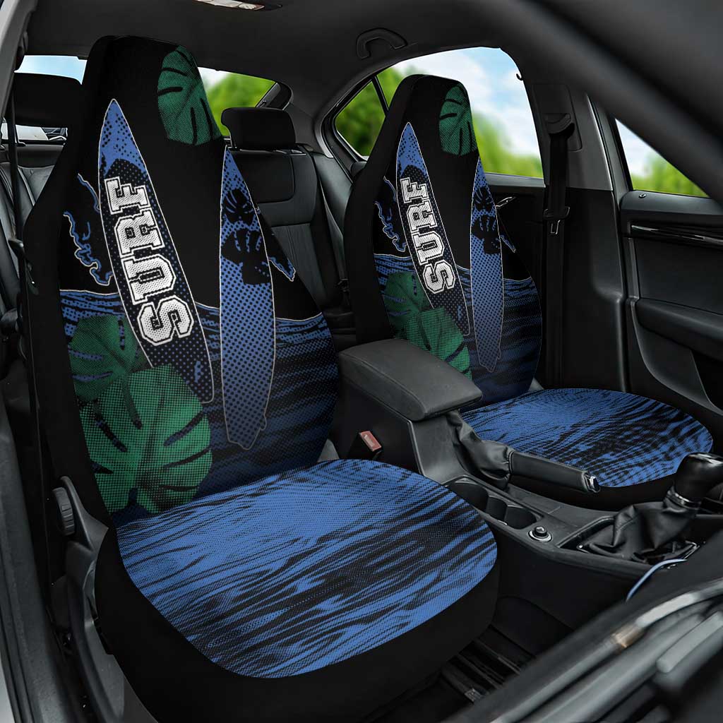 Surfing Car Seat Cover Retro Waves Dot Halftone