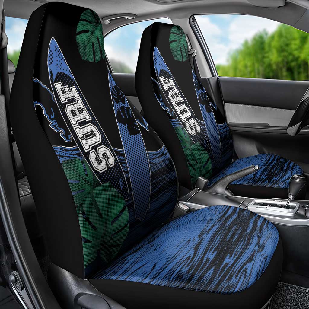Surfing Car Seat Cover Retro Waves Dot Halftone