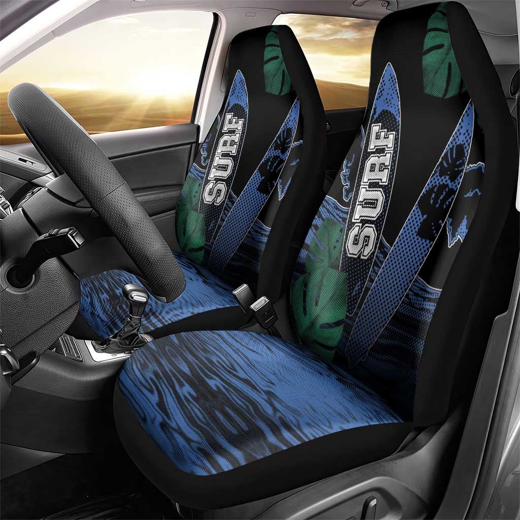 Surfing Car Seat Cover Retro Waves Dot Halftone