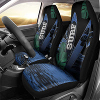Surfing Car Seat Cover Retro Waves Dot Halftone