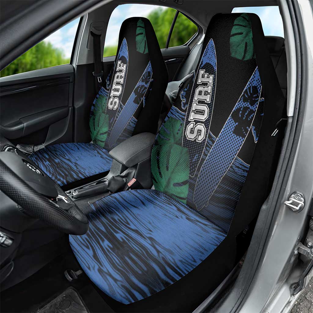 Surfing Car Seat Cover Retro Waves Dot Halftone