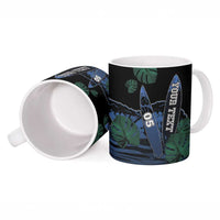 Custom Surfing Ceramic Mug Retro Waves Dot Halftone
