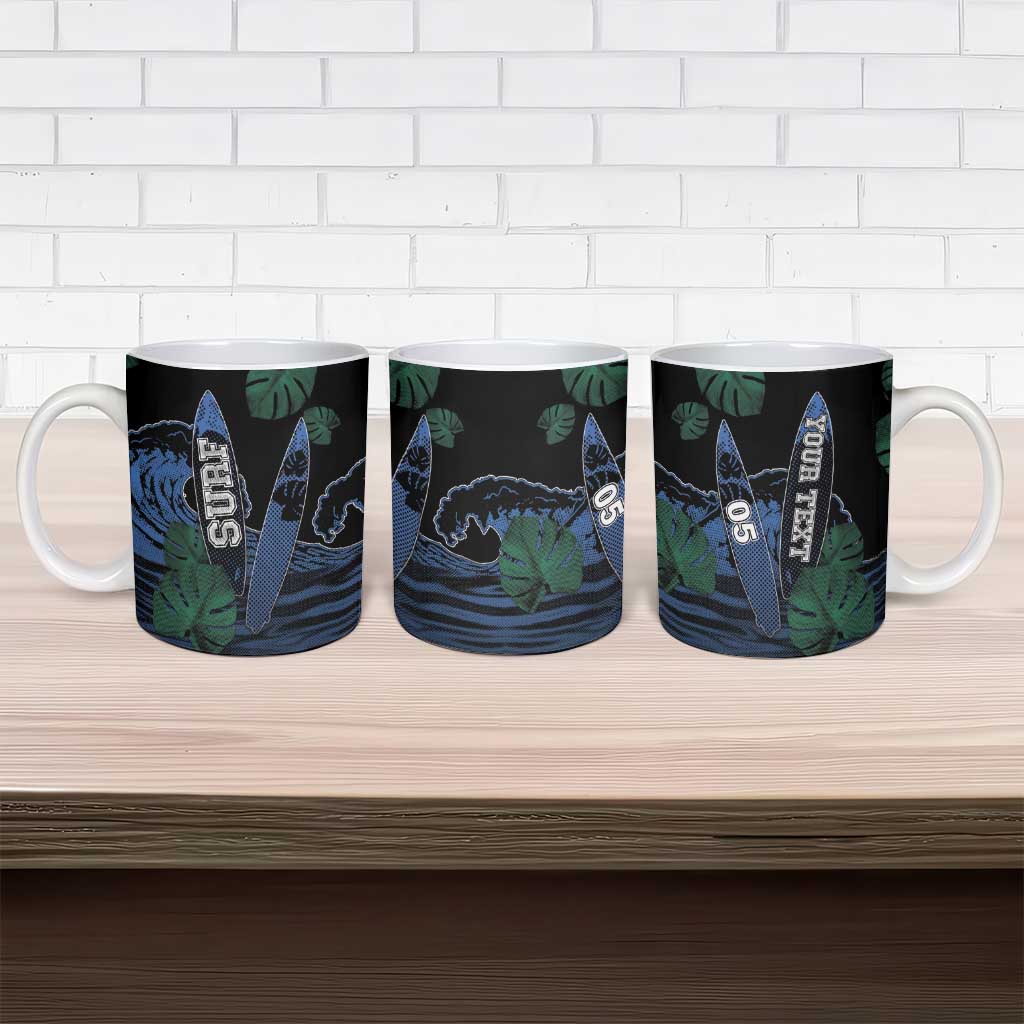 Custom Surfing Ceramic Mug Retro Waves Dot Halftone