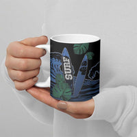 Custom Surfing Ceramic Mug Retro Waves Dot Halftone