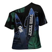 Custom Surfing Cross Shoulder Shirt Retro Waves Dot Halftone