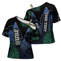 Custom Surfing Cross Shoulder Shirt Retro Waves Dot Halftone