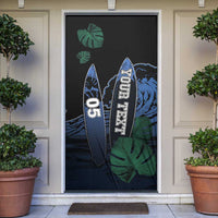 Custom Surfing Door Cover Retro Waves Dot Halftone