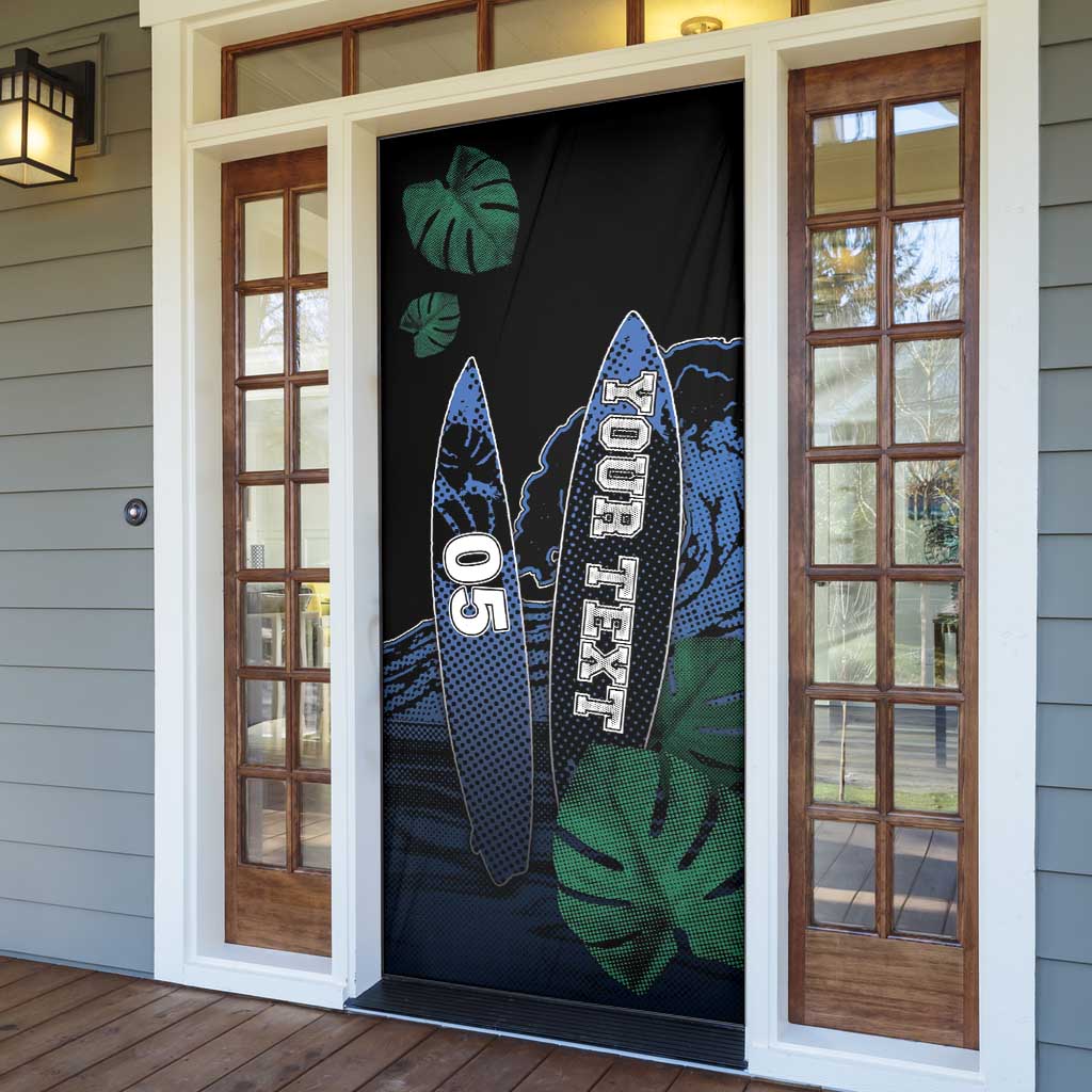 Custom Surfing Door Cover Retro Waves Dot Halftone