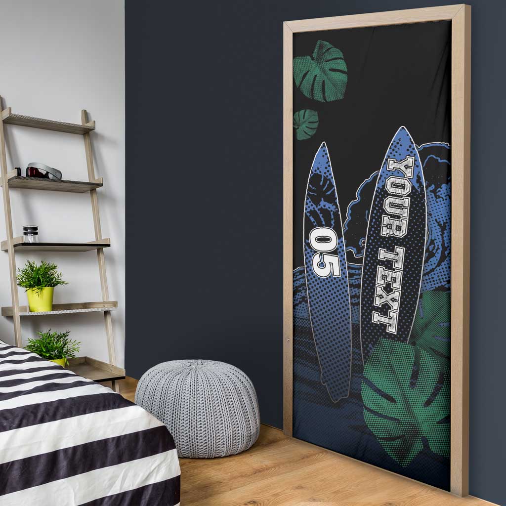 Custom Surfing Door Cover Retro Waves Dot Halftone