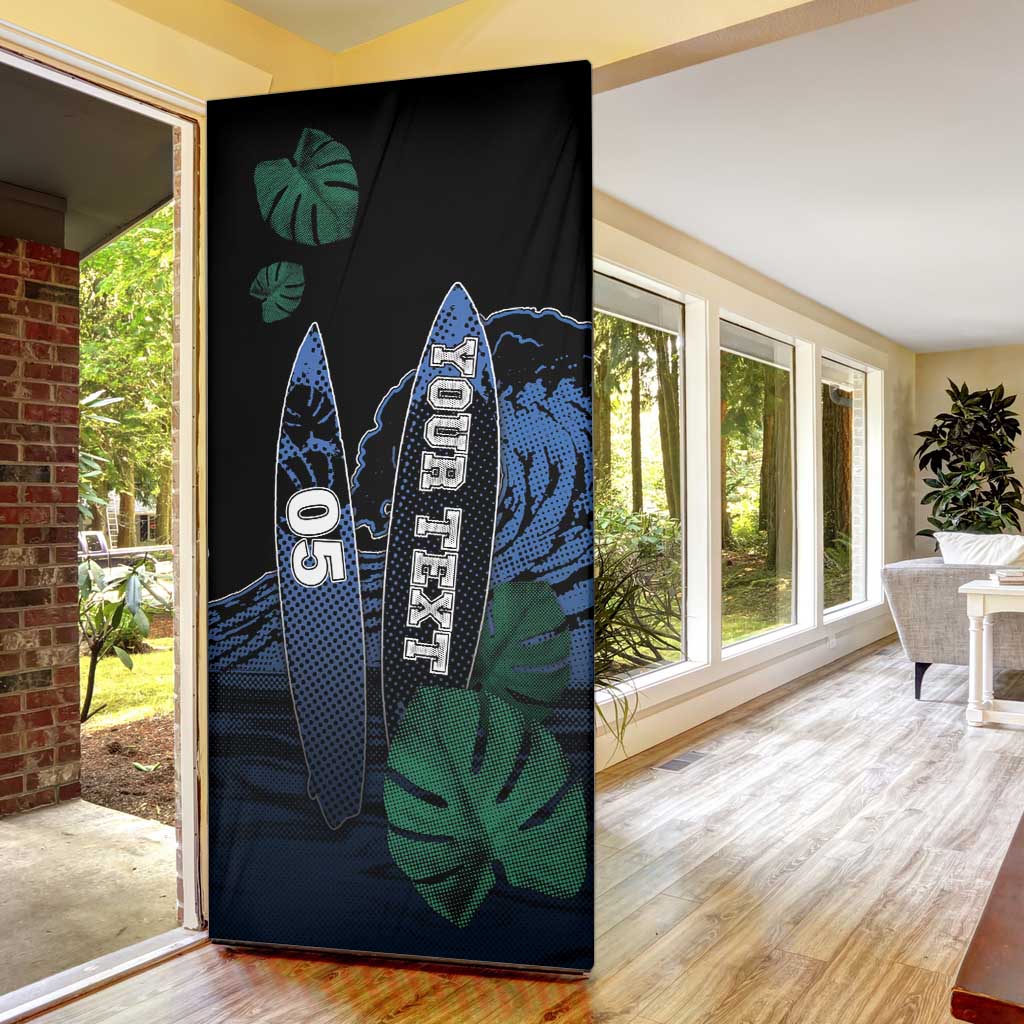 Custom Surfing Door Cover Retro Waves Dot Halftone