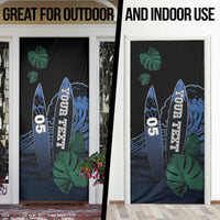 Custom Surfing Door Cover Retro Waves Dot Halftone