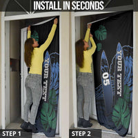 Custom Surfing Door Cover Retro Waves Dot Halftone