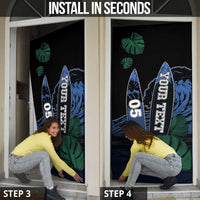 Custom Surfing Door Cover Retro Waves Dot Halftone