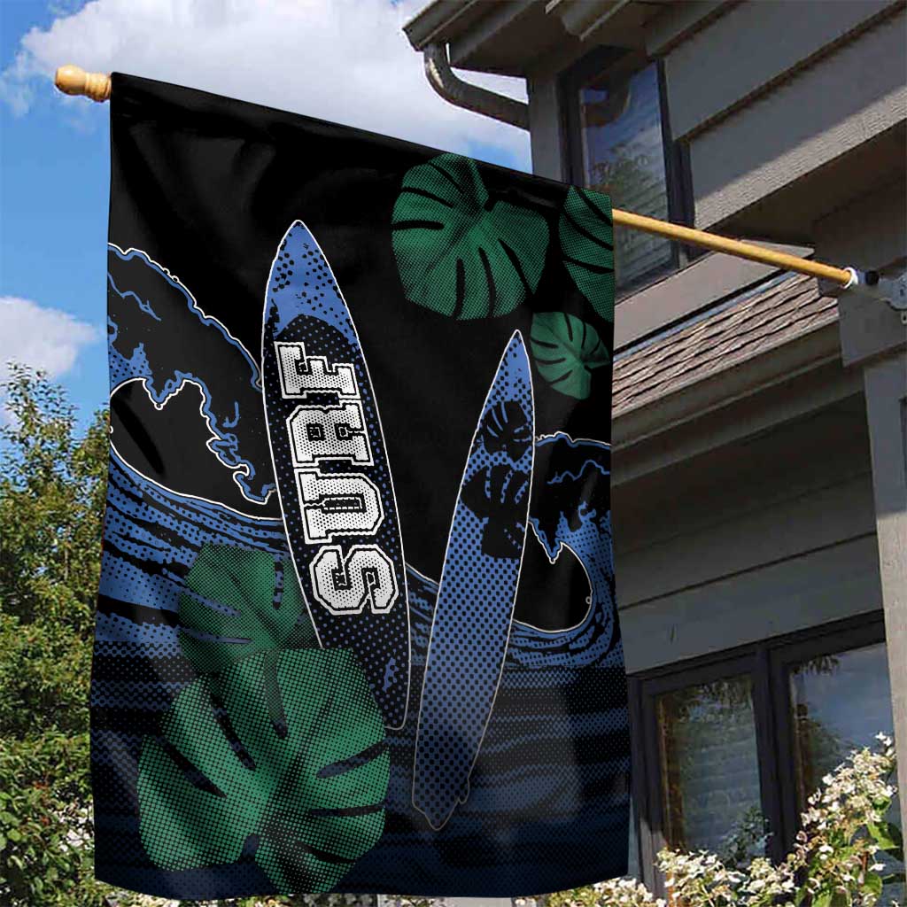 Surfing Garden Flag Retro Waves Dot Halftone