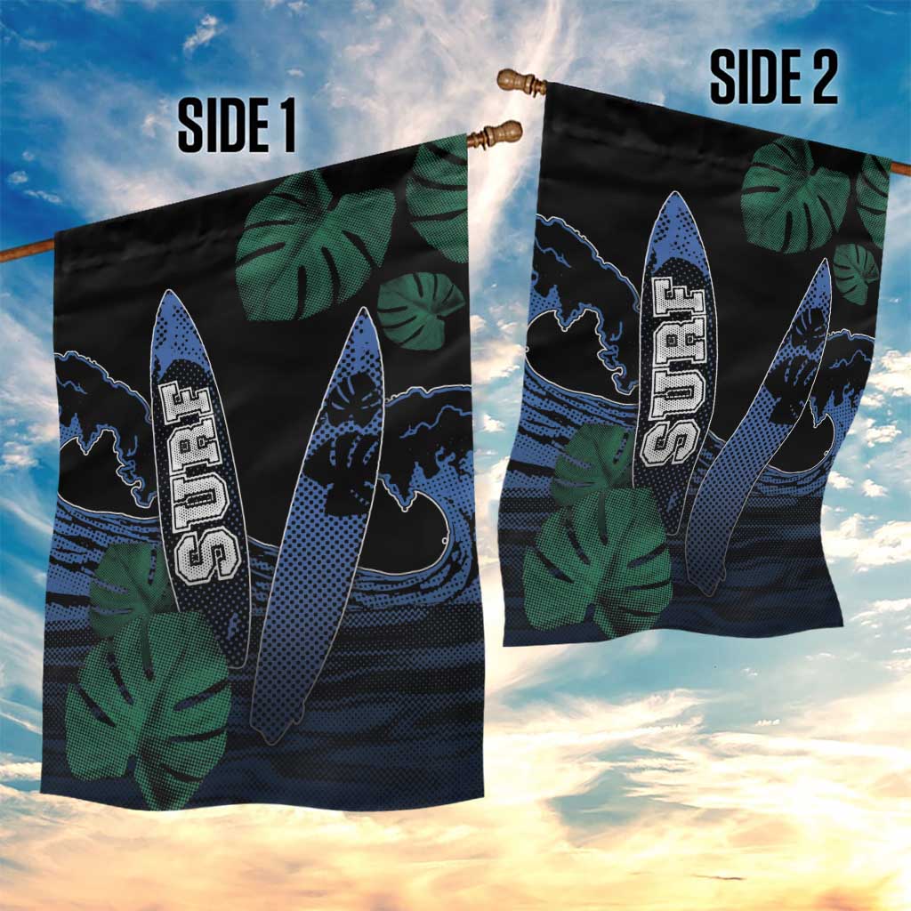Surfing Garden Flag Retro Waves Dot Halftone