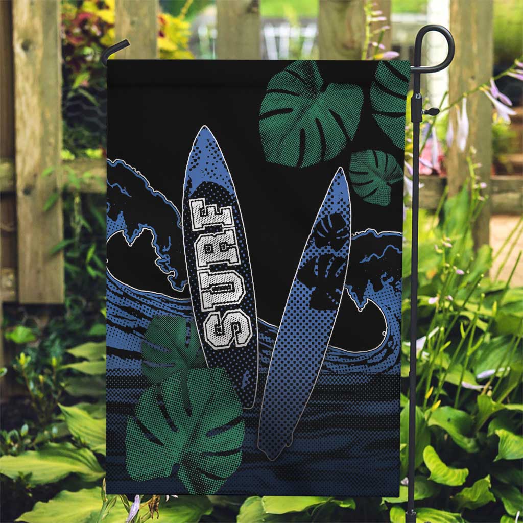 Surfing Garden Flag Retro Waves Dot Halftone