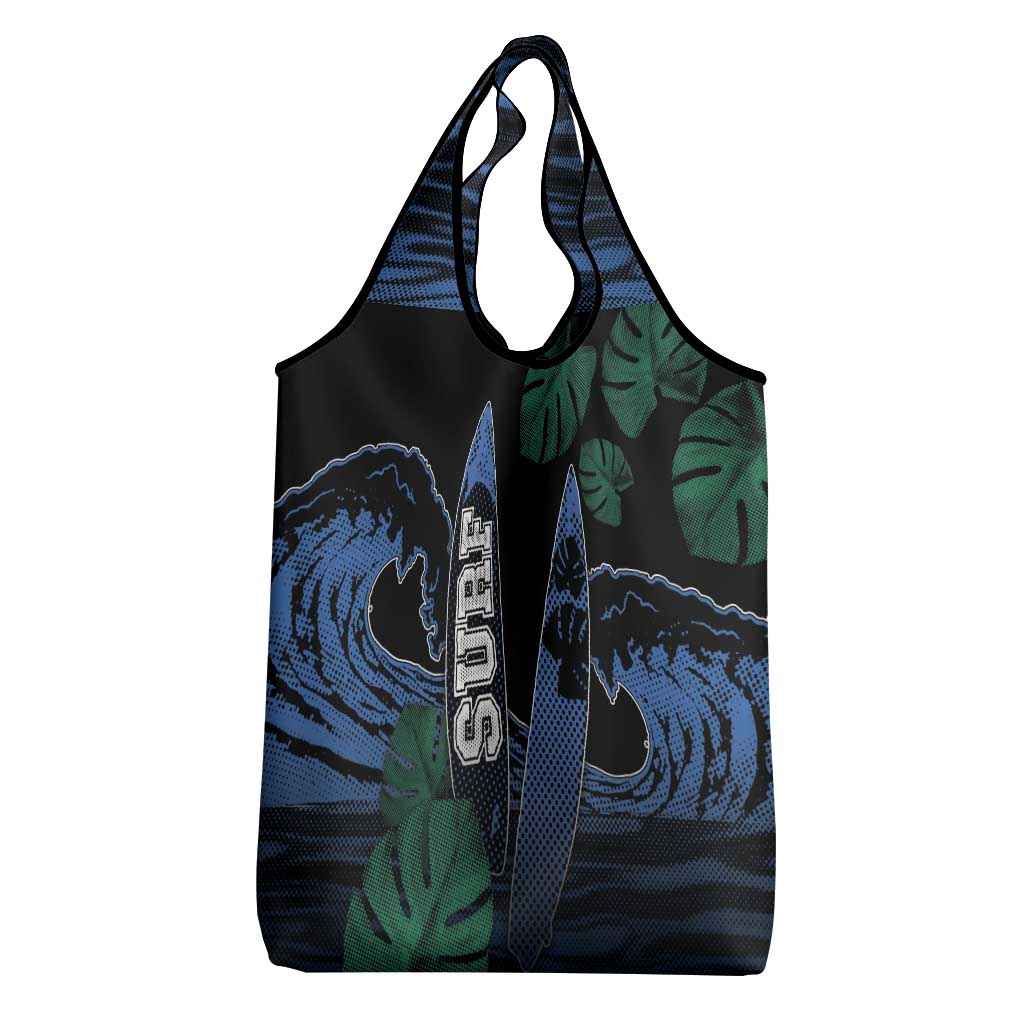 Surfing Grocery Bag Retro Waves Dot Halftone