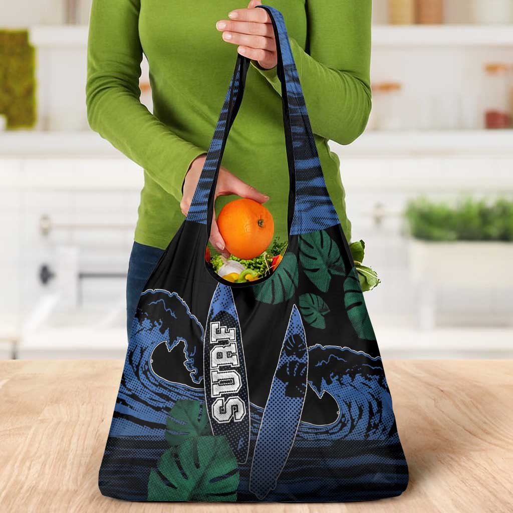 Surfing Grocery Bag Retro Waves Dot Halftone