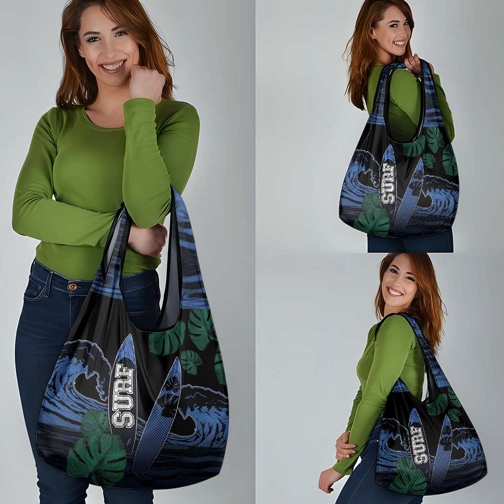 Surfing Grocery Bag Retro Waves Dot Halftone