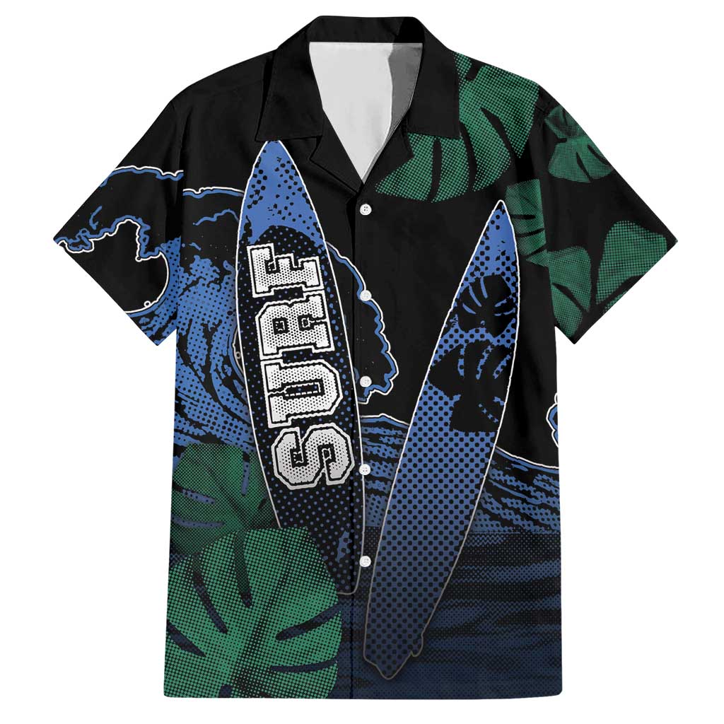 Custom Surfing Hawaiian Shirt Retro Waves Dot Halftone
