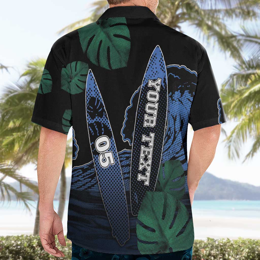 Custom Surfing Hawaiian Shirt Retro Waves Dot Halftone