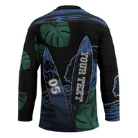 Custom Surfing Hockey Jersey Retro Waves Dot Halftone