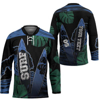 Custom Surfing Hockey Jersey Retro Waves Dot Halftone