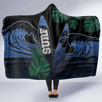Surfing Hooded Blanket Retro Waves Dot Halftone