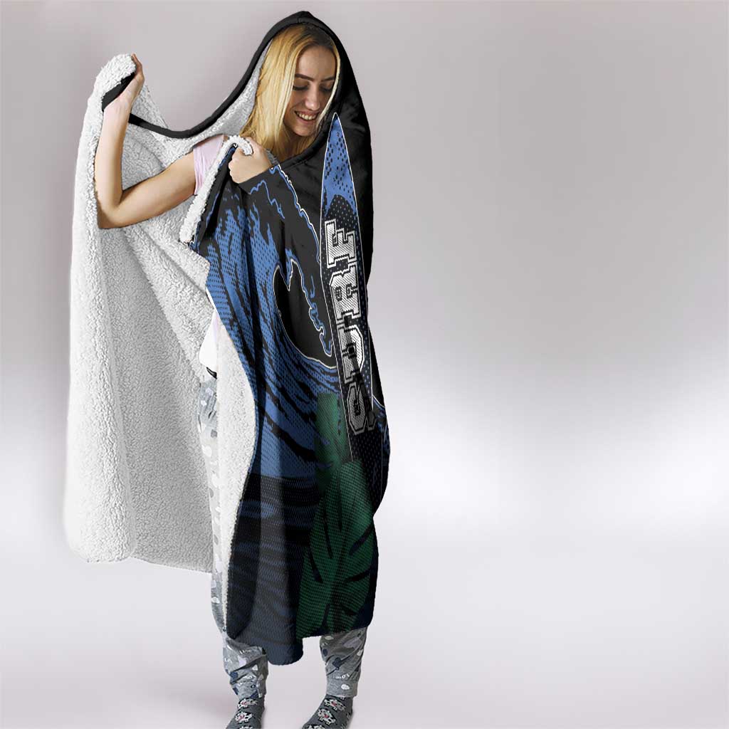 Surfing Hooded Blanket Retro Waves Dot Halftone