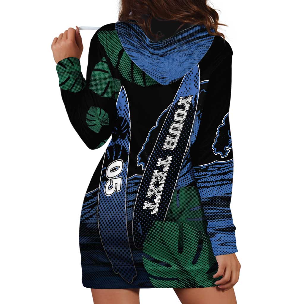 Custom Surfing Hoodie Dress Retro Waves Dot Halftone